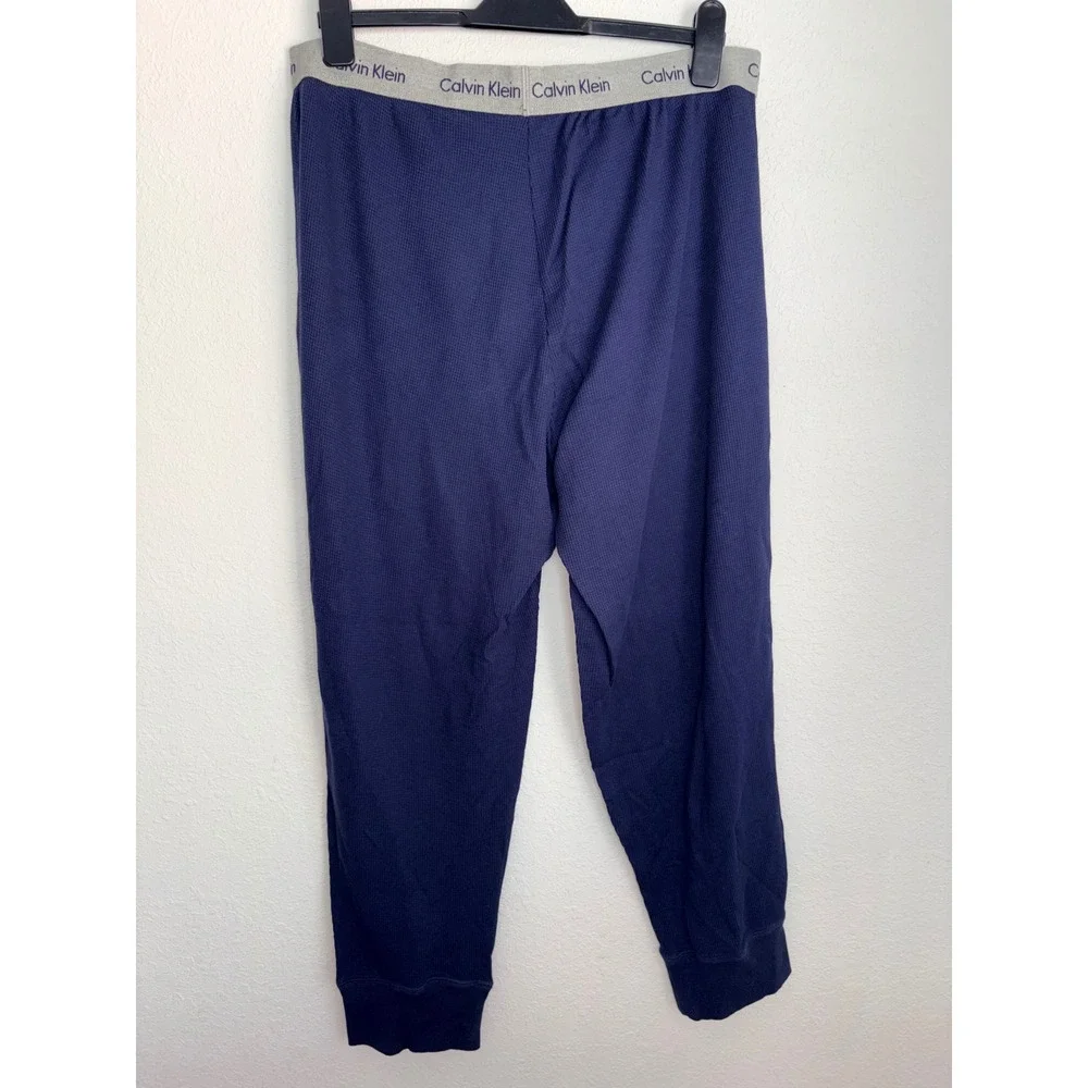 Calvin Klein Mens Navy Blue gray  Waffle Knit‎  Pajama Pants Joggers Size xl